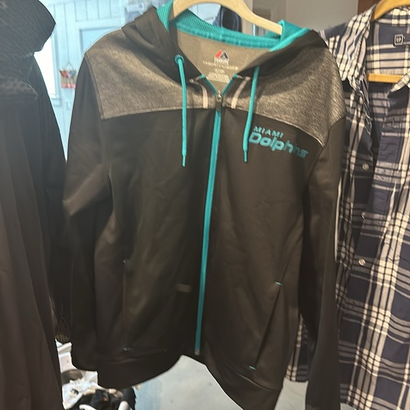 Majestic Other - Miami Dolphins football authentic boys zip up fleece lined hoodie Small. EUC